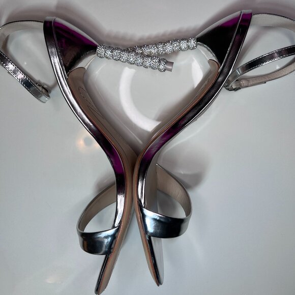 Sophia Webster Rosalind Crystal Star Heel Metallic Silver Sandals Size 41 1/2 - Picture 1 of 10